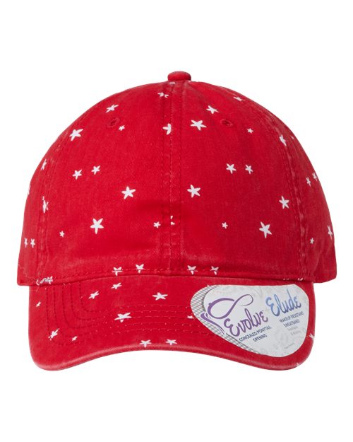 Infinity Her HATTIE Women's Unstructured Fashion Prints Cap - Red/ White Stars - front