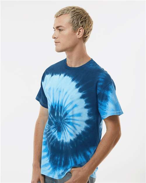 Colortone 1000 Unisex Multi-Color Tie-Dyed T-Shirt - Blue Ocean - model side