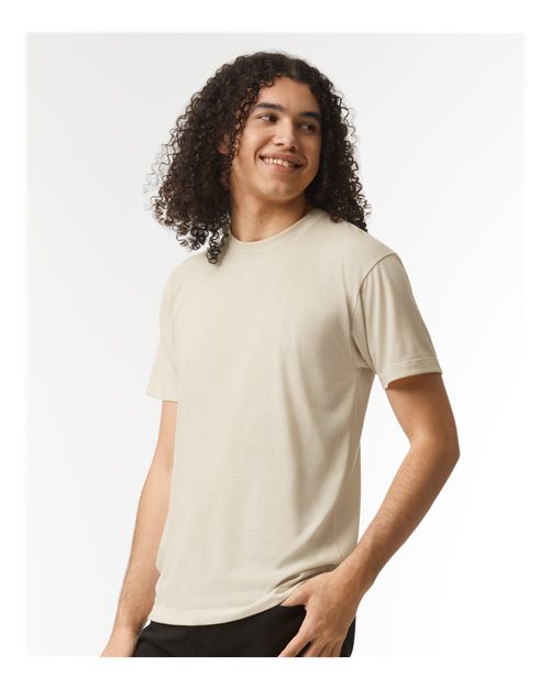 American Apparel TR401 Unisex Triblend Track Tee - Tri-Cream - model side