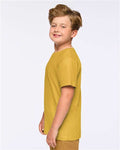 LAT 6101 Youth Fine Jersey Tee - Mustard - model side