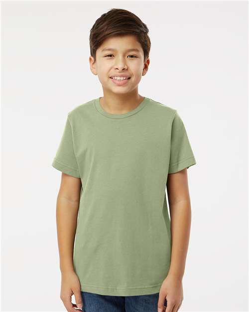 LAT 6101 Youth Fine Jersey Tee - Sage - model front
