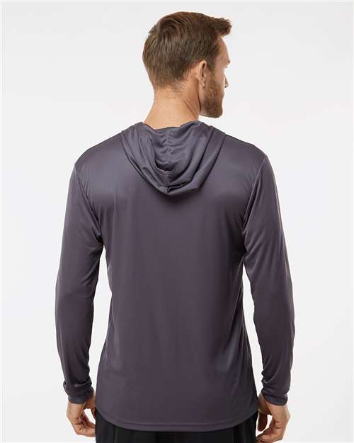 Paragon 220 Unisex Bahama Performance Hooded Long Sleeve T-Shirt - Graphite - model back