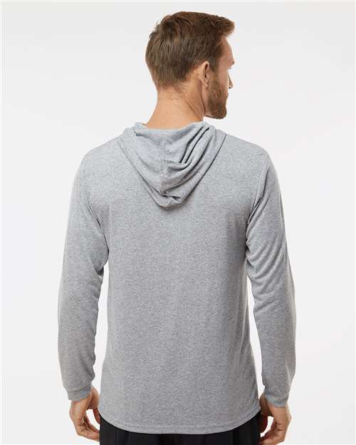 Paragon 220 Unisex Bahama Performance Hooded Long Sleeve T-Shirt - Heather Grey - model back