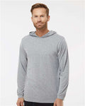 Paragon 220 Unisex Bahama Performance Hooded Long Sleeve T-Shirt - Heather Grey - model front