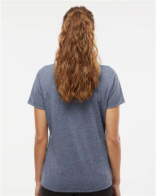 Adidas A583 Women's Heathered Polo - Collegiate Navy Melange - model back