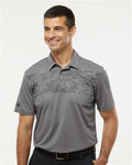 Adidas A585 Men's Camo Chest Print Polo - Grey Three - model front