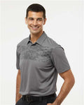 Adidas A585 Men's Camo Chest Print Polo - Grey Three - model side