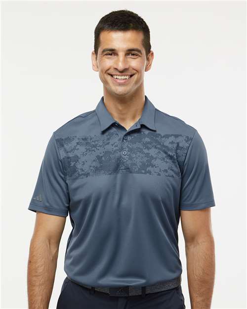 Adidas A585 Men's Camo Chest Print Polo - Tech Ink - model front