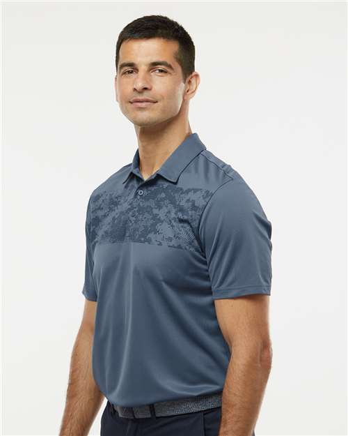 Adidas A585 Men's Camo Chest Print Polo - Tech Ink - model side