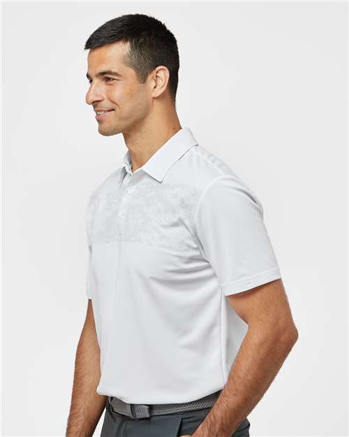 Adidas A585 Men's Camo Chest Print Polo - White - model side