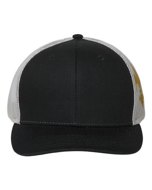 Kati S700M Printed Mesh Trucker Cap - Black/ Vegas Gold/ Fleur De Lis - front