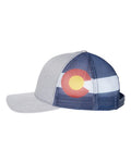 Kati S700M Printed Mesh Trucker Cap - Heather Grey/ Colorado Flag - side