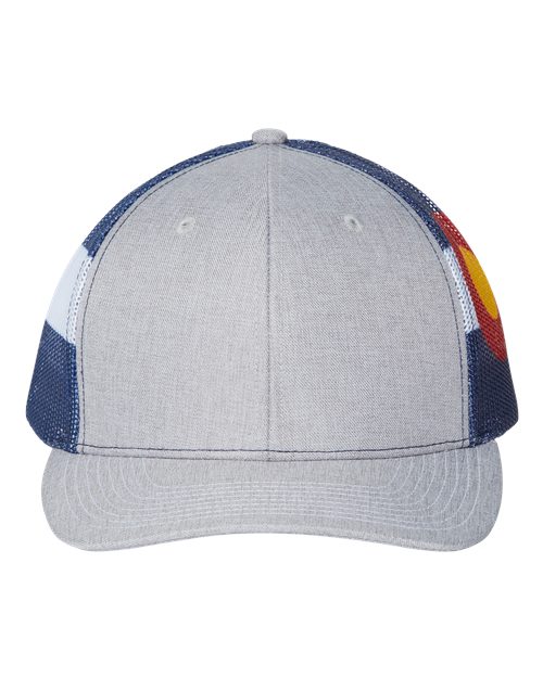 Kati S700M Printed Mesh Trucker Cap - Heather Grey/ Colorado Flag - front