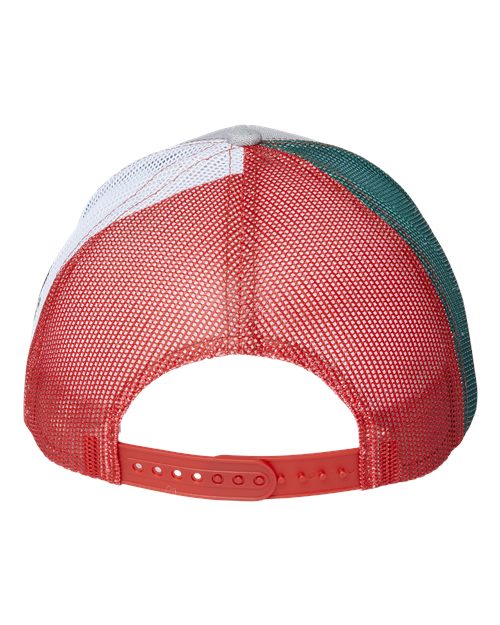 Kati S700M Printed Mesh Trucker Cap - Heather Grey/ Red/ Mexico Flag - back