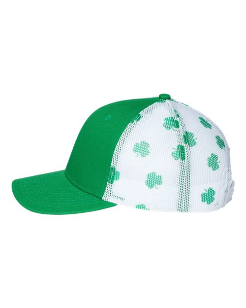 Kati S700M Printed Mesh Trucker Cap - Kelly Green/ White/ Clover - side