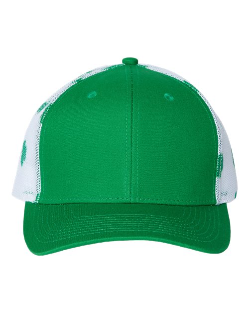 Kati S700M Printed Mesh Trucker Cap - Kelly Green/ White/ Clover - front