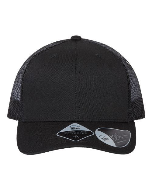 Atlantis Headwear BRYCE Sustainable Trucker Cap - Black/ Black - front