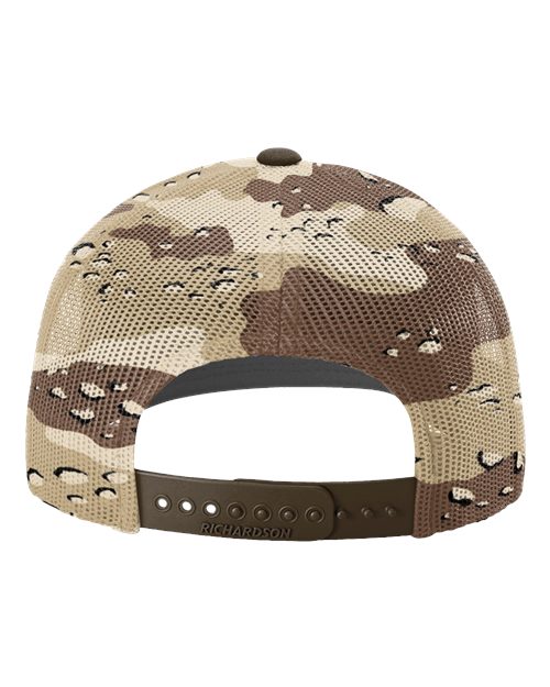 Richardson 112PM Printed Mesh Trucker Cap - Brown/ Desert Camo - back