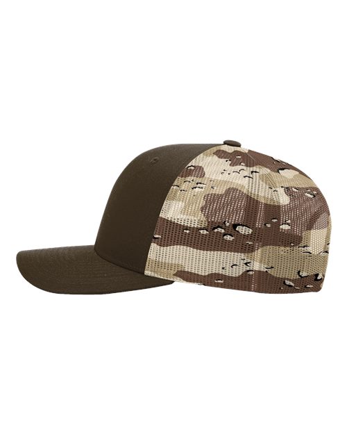 Richardson 112PM Printed Mesh Trucker Cap - Brown/ Desert Camo - side