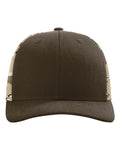 Richardson 112PM Printed Mesh Trucker Cap - Brown/ Desert Camo - front
