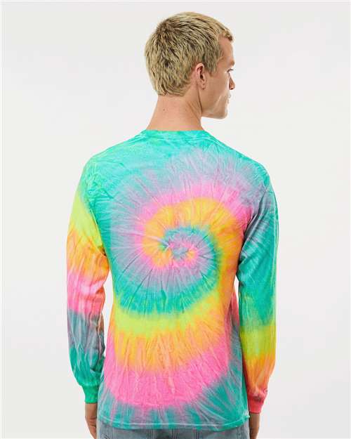 Colortone 2000 Unisex Tie-Dyed Long Sleeve T-Shirt - Minty Rainbow - model back