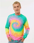 Colortone 2000 Unisex Tie-Dyed Long Sleeve T-Shirt - Minty Rainbow - model front