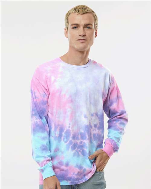Colortone 2000 Unisex Tie-Dyed Long Sleeve T-Shirt - Cotton Candy - model front
