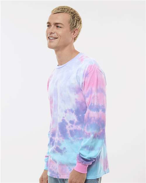 Colortone 2000 Unisex Tie-Dyed Long Sleeve T-Shirt - Cotton Candy - model side