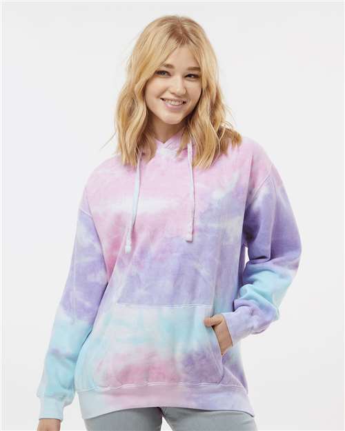 Colortone 8777 Unisex Tie-Dyed Hooded Sweatshirt - Cotton Candy - model front