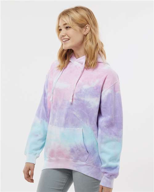 Colortone 8777 Unisex Tie-Dyed Hooded Sweatshirt - Cotton Candy - model side