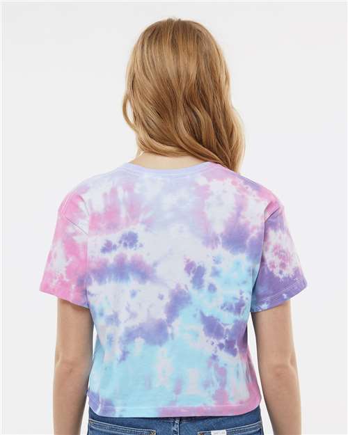 Colortone 1050 Women's Tie-Dyed Crop T-Shirt - Cotton Candy - model back