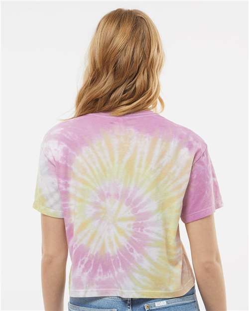 Colortone 1050 Women's Tie-Dyed Crop T-Shirt - Desert Rose - model back
