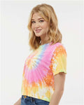 Colortone 1050 Women's Tie-Dyed Crop T-Shirt - Eternity - model side