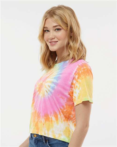 Colortone 1050 Women's Tie-Dyed Crop T-Shirt - Eternity - model side
