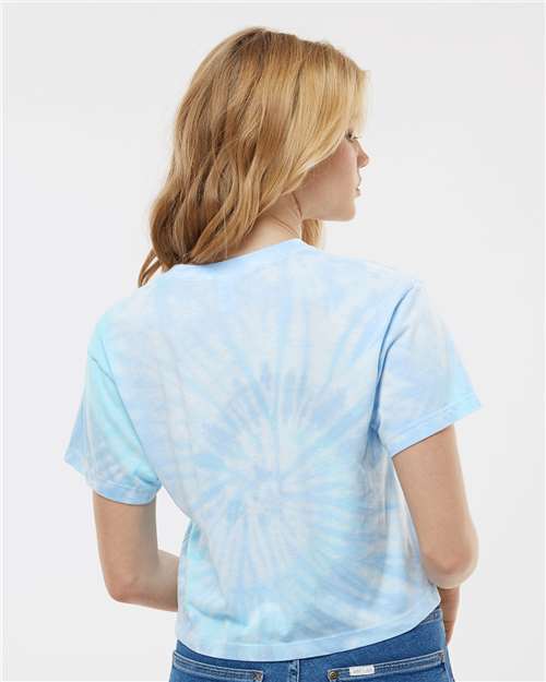 Colortone 1050 Women's Tie-Dyed Crop T-Shirt - Lagoon - model back