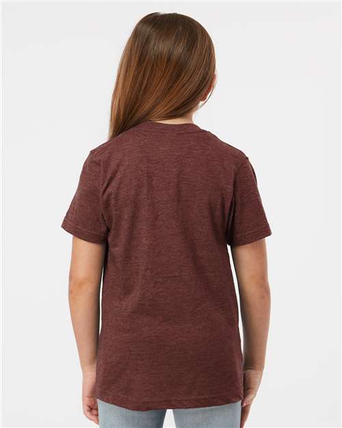 Tultex 235 Youth Fine Jersey T-Shirt - Heather Burgundy - model back