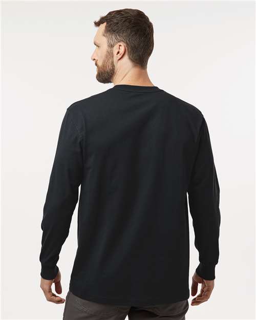 Dickies WL50 Men's Traditional Heavyweight Long Sleeve T-Shirt - Black - model back