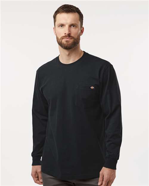Dickies WL50 Men's Traditional Heavyweight Long Sleeve T-Shirt - Black - model front