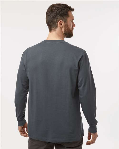 Dickies WL50 Men's Traditional Heavyweight Long Sleeve T-Shirt - Charcoal - model back
