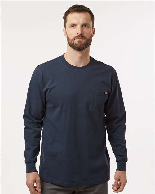 Dickies WL50 Men's Traditional Heavyweight Long Sleeve T-Shirt - Dark Navy - model front