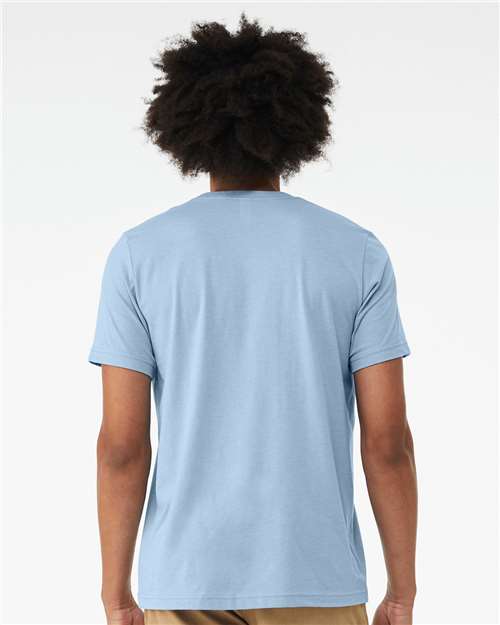 Bella+Canvas 3001CVC Unisex Heather CVC Short Sleeve Tee - Heather Baby Blue - model back
