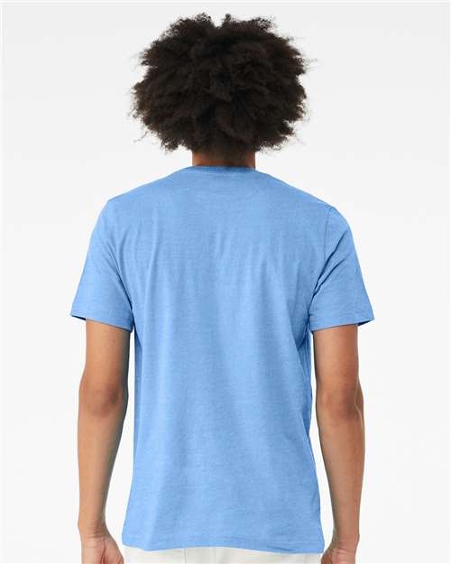 Bella+Canvas 3001CVC Unisex Heather CVC Short Sleeve Tee - Heather Carolina Blue - model back