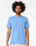 Bella+Canvas 3001CVC Unisex Heather CVC Short Sleeve Tee - Heather Carolina Blue - model front