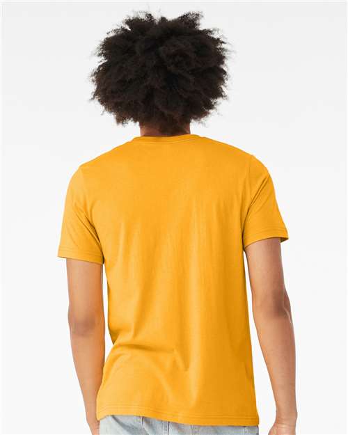Bella+Canvas 3001CVC Unisex Heather CVC Short Sleeve Tee - Heather Gold - model back