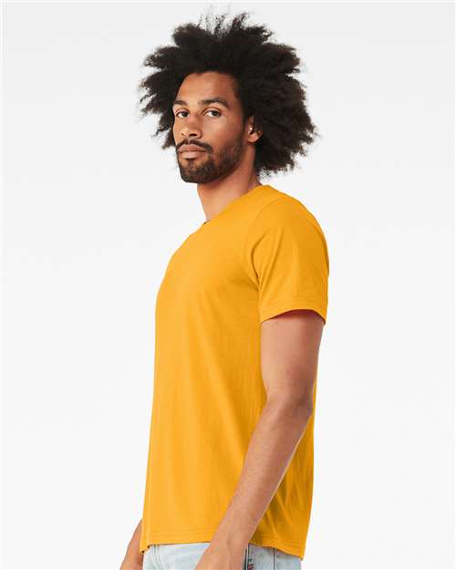 Bella+Canvas 3001CVC Unisex Heather CVC Short Sleeve Tee - Heather Gold - model side