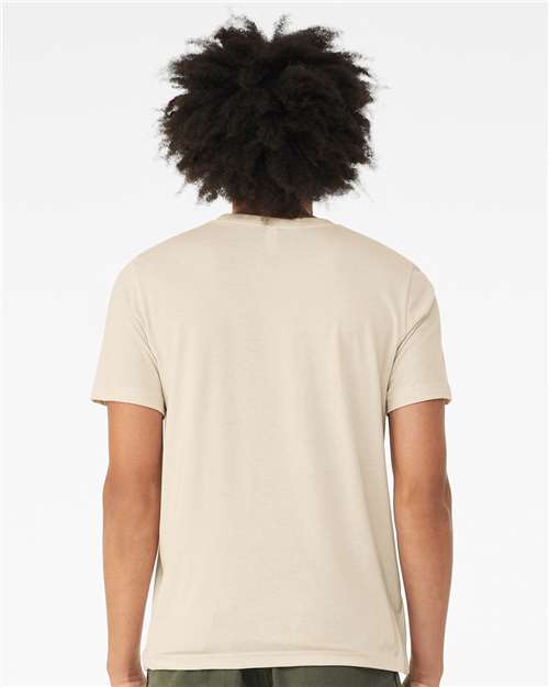 Bella+Canvas 3001CVC Unisex Heather CVC Short Sleeve Tee - Heather Oatmeal - model back