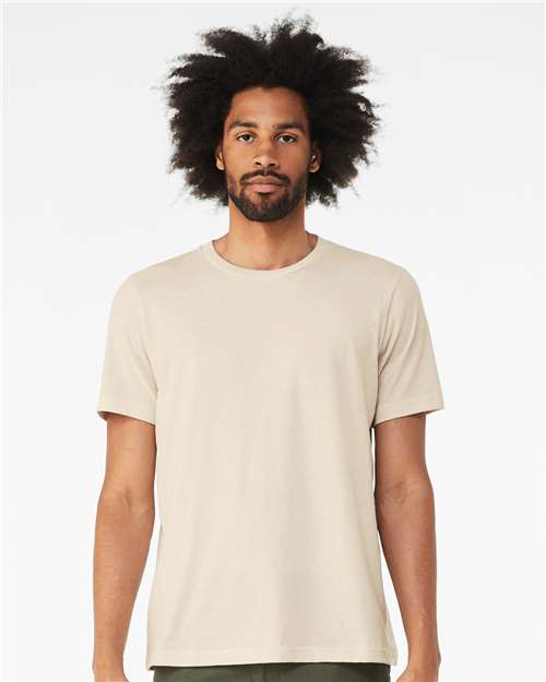 Bella+Canvas 3001CVC Unisex Heather CVC Short Sleeve Tee - Heather Oatmeal - model front