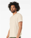 Bella+Canvas 3001CVC Unisex Heather CVC Short Sleeve Tee - Heather Oatmeal - model side