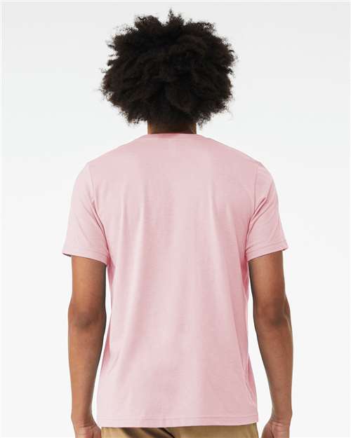 Bella+Canvas 3001CVC Unisex Heather CVC Short Sleeve Tee - Heather Pink - model back