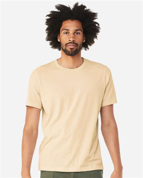 Bella+Canvas BC3001CVC Unisex Heather CVC Short Sleeve Tee - Heather Soft Cream - model front